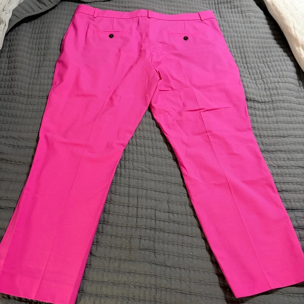 Theory Treeca 2 Pants Carnation Pink Suiting Wool Slim Leg Trouser Size 16 NWT